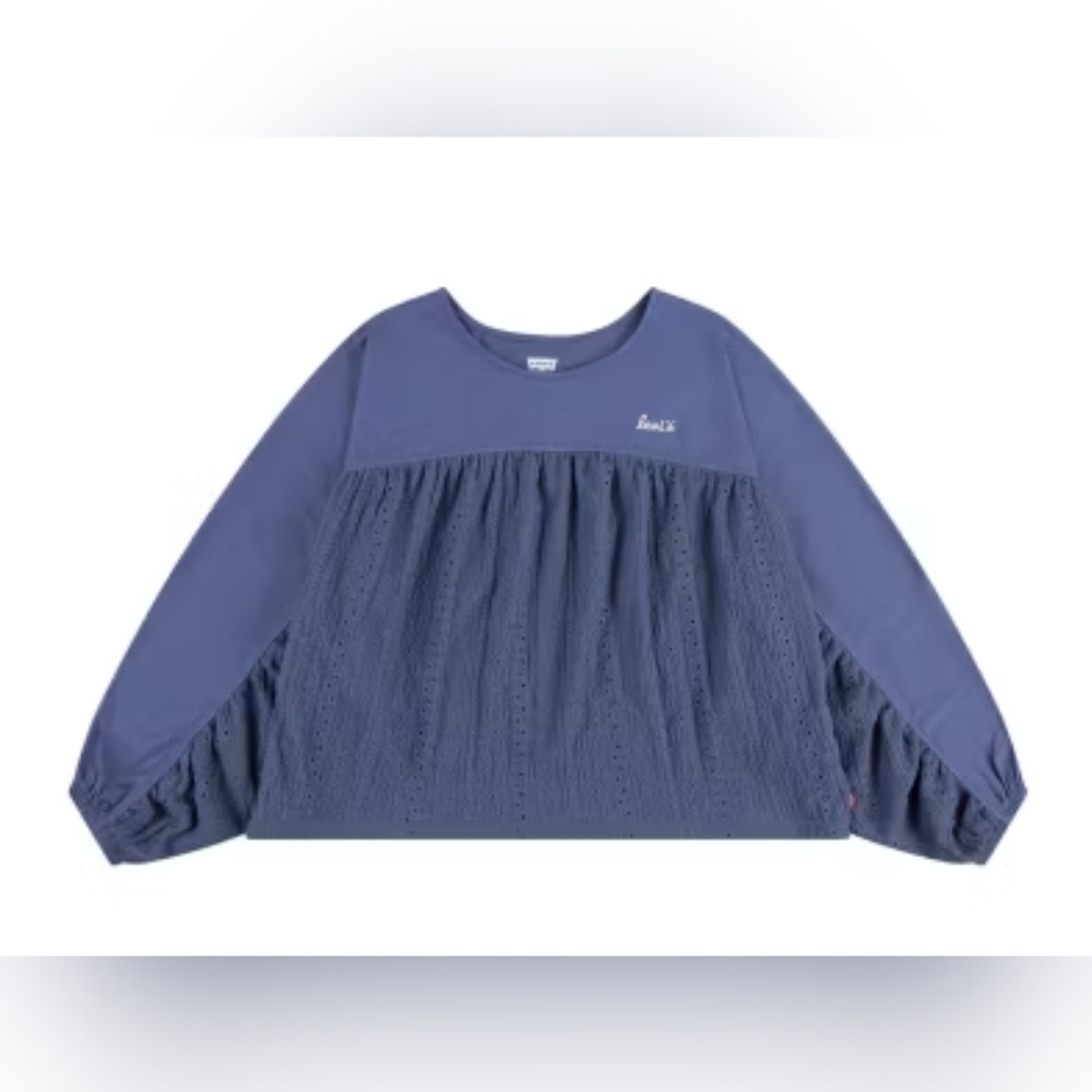 Levi's Girls BK Round Neck Long Sleeve Blue Blouse Size L NWT!!